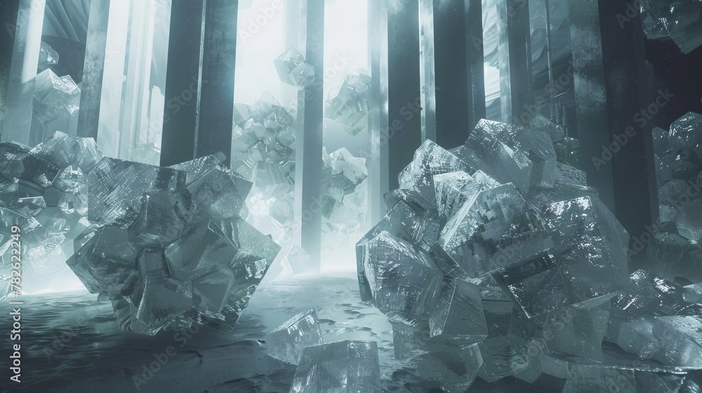 Poster crystaline structures suspended in a void ai generated illustration