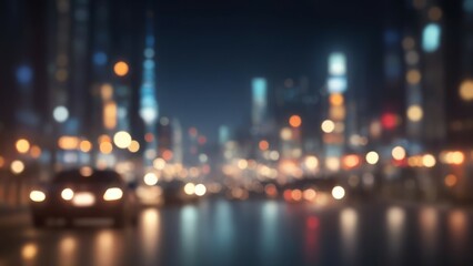 Fototapeta na wymiar abstract background with bokeh defocused lights and shadow from cityscape at night, vintage or retro color tone