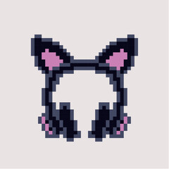 CUTE CAT HEADPHONE PIXEL ART