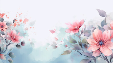 Flower watercolor art background vector. Generative AI