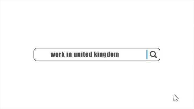 Work in United Kingdom in search animation. Internet browser searching