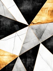 Black and white marble design with gold accents