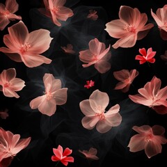 Dancing petals on black background