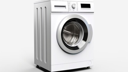 Modern washing machine or clothes washer isolated on white background. - obrazy, fototapety, plakaty