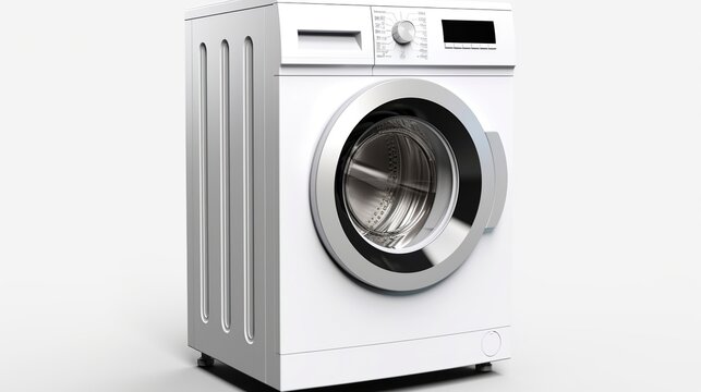 Modern washing machine or clothes washer isolated on white background.