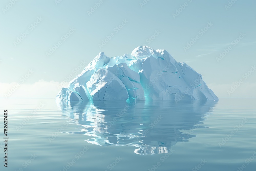 Poster a large ice block floating in the ocean. business concept