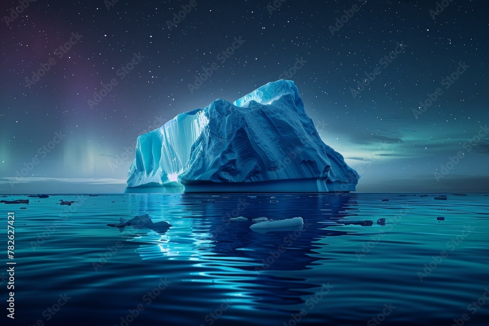 Poster a large ice block floating in the ocean
