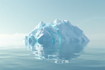 A large ice block floating in the ocean. Business concept