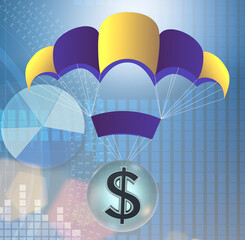 Concept with dollar in golden parachute illustration - 782628479