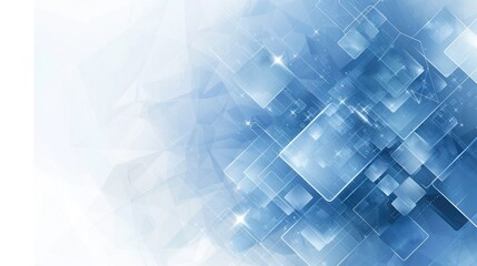 Futuristic blue & grey glossy squares tech banner design, Ai Generated.