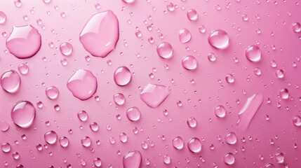 Serene pink background adorned with glistening droplets of water, Ai Generated.