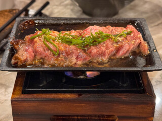 beef charcoal in tray on the table
