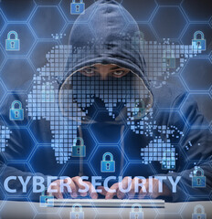 Young hacker in cybersecurty concept