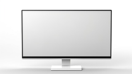 Realistic blank modern computer screen isolated on white background.