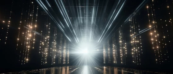 Fotobehang light rig from a concert that repeats into infinity, mirror hallway of concert lights © ProArt Studios