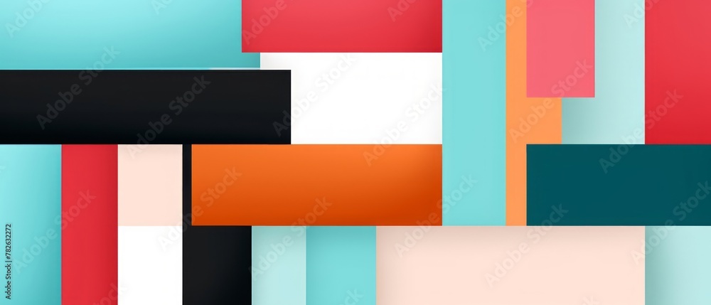 Poster modern simple three-dimensional geometric color block combination pattern, hand-painted line art bac