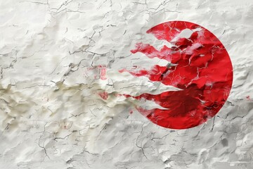 Wavy fabric of the flag of Japan.