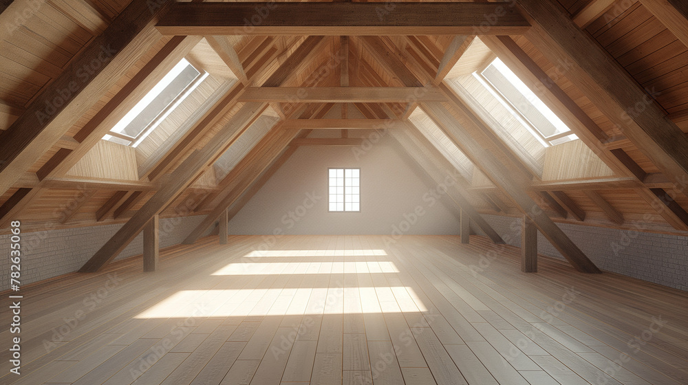 Poster realistic photo for blog post entitled adaptation of attic in a single-family and multi-family build