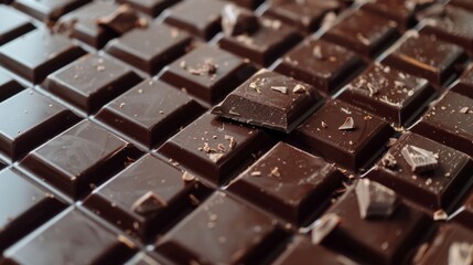 Fototapeta premium The concept of World Chocolate Day. Various chocolates in dark color. Copy space area for text. Food background