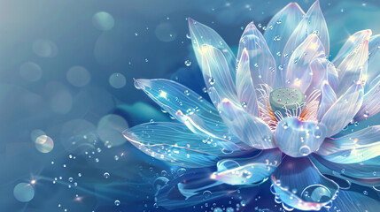 Close-up of image of lotus in water, illustration of natural flower scene during summer solstice