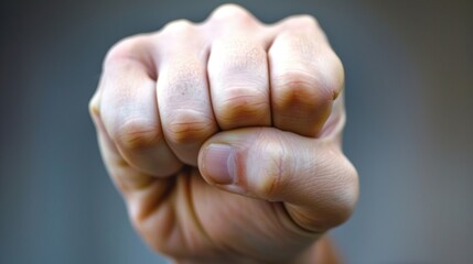 Fototapeta premium The folded interlocking shapes of a clenched fist demonstrating the strength and solidity of the hand. .