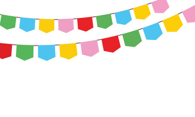 Carnival garland with flags. Decorative colorful party pennants for birthday celebration, festival and fair decoration. Vector illustration. EPS 10