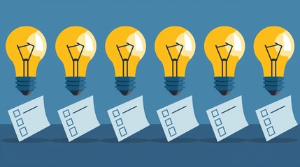 A series of office posters featuring lightbulb and checklist graphics, inspiring employees to stay organized and enlightened in their daily tasks