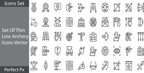  archery icons set of thin line icons 