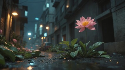 City Park Garden Spring: A vibrant display of pink and white flowers blossoming in the city park garden, capturing the beauty of nature in springtime