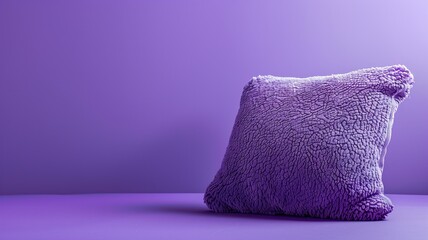 Purple textured pillow on background with smooth gradient - obrazy, fototapety, plakaty