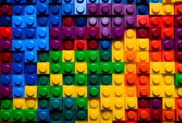 Naklejka premium A grid of lego bricks in different colors