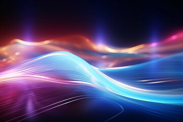Blue neon light effect communication technology technology background, abstract graphic poster PPT...