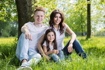 happy family on grass - 782658411