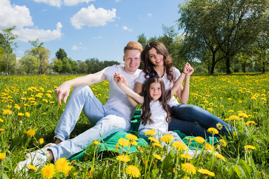 happy family on grass