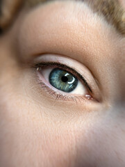 Obraz premium permanent eyeliner makeup close up. Healthy and clean skin young woman 