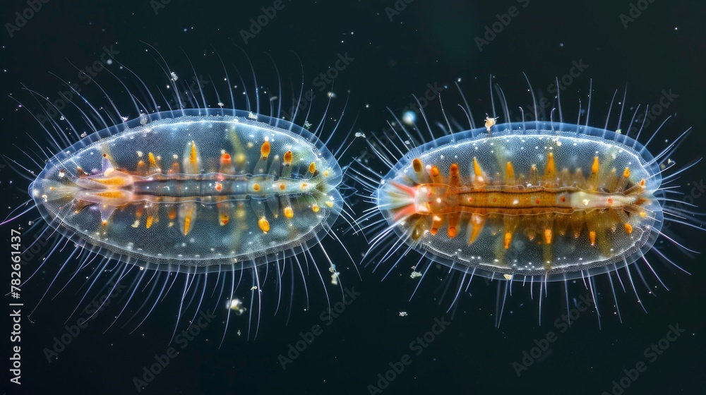 Poster a sidebyside comparison of two ciliate species both with unique patterns and styles in their cilia m