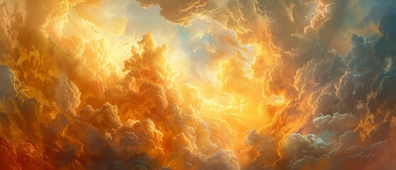 Golden hour clouds, close up, warm tones, soft edges, tranquil - obrazy, fototapety, plakaty