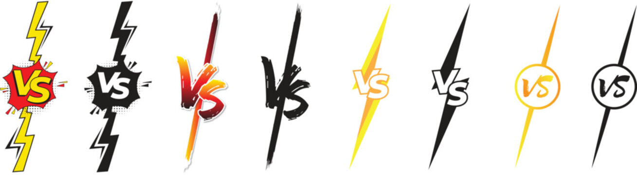 VS Icon. Versus letter logo. Battle vs match, game. 