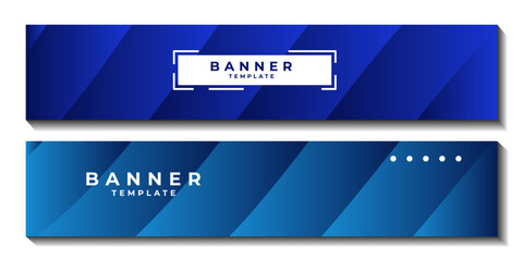set of banner with abstract blue contrast gradient background elegant for template business