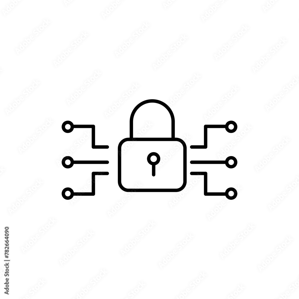 Poster encrypted, block chain icon. simple flat liner illustration for web and app..eps