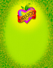 Fondo verde decorado estilo mexicano para menú, invitación o publicación - obrazy, fototapety, plakaty