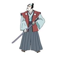 Ukiyo-e man holding sword