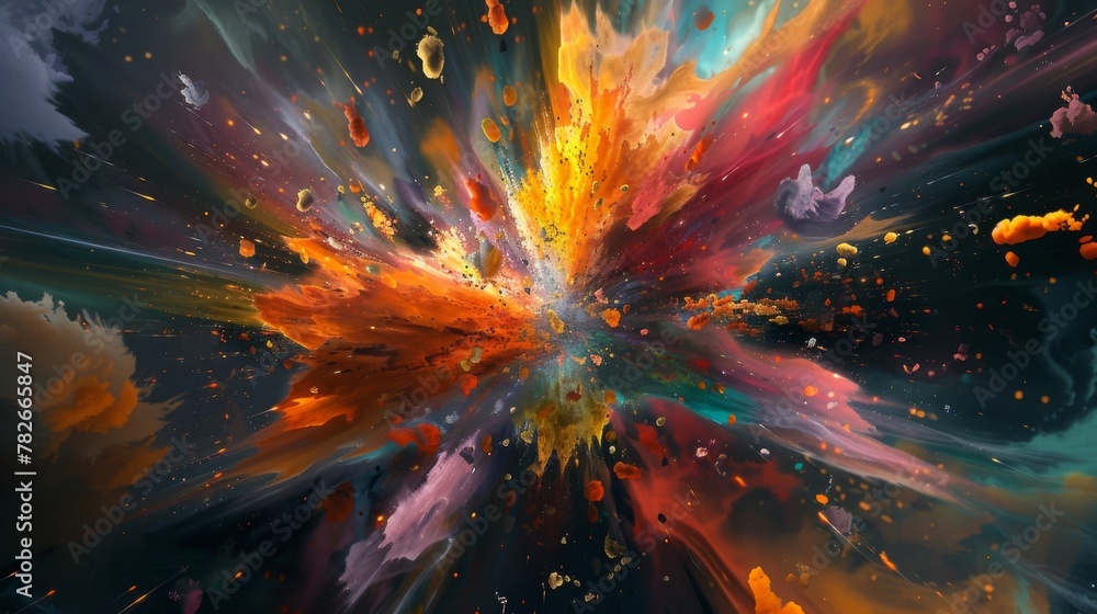 Poster each explosion is a work of art with colors and shapes colliding in a mesmerizing display of creativ
