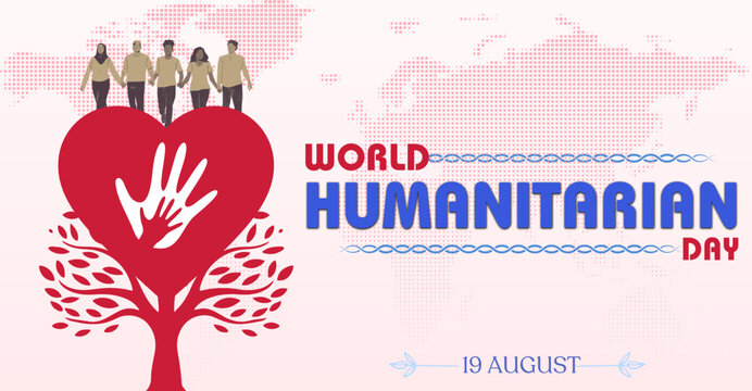 Celebrating World Humanitarian Day, 19 August. Campaign or celebration banner design - Powered by Adobe