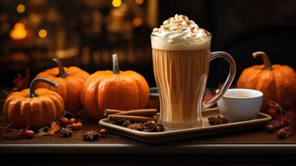 Autumn pumpkin spice latte glass