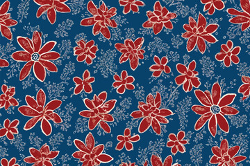 seamless pattern with red flowers