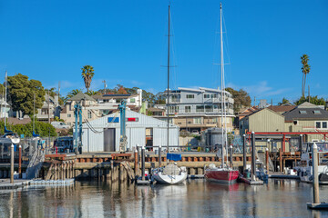 Santa Cruz dock Marina and neighborhood California.