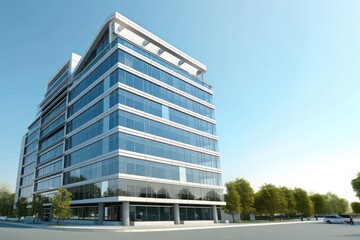 modern office building with sky. Copy Space. Free Space.
