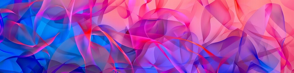 A banner featuring an abstract painting with a cerulean, pink, and fuchsia background - obrazy, fototapety, plakaty