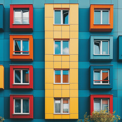 Fototapeta premium Colorful Urban Architecture with Vibrant Window Frames